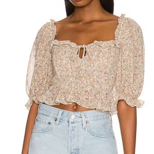 ASTR the Label Half Sleeve Back Cut Out Top,Size S